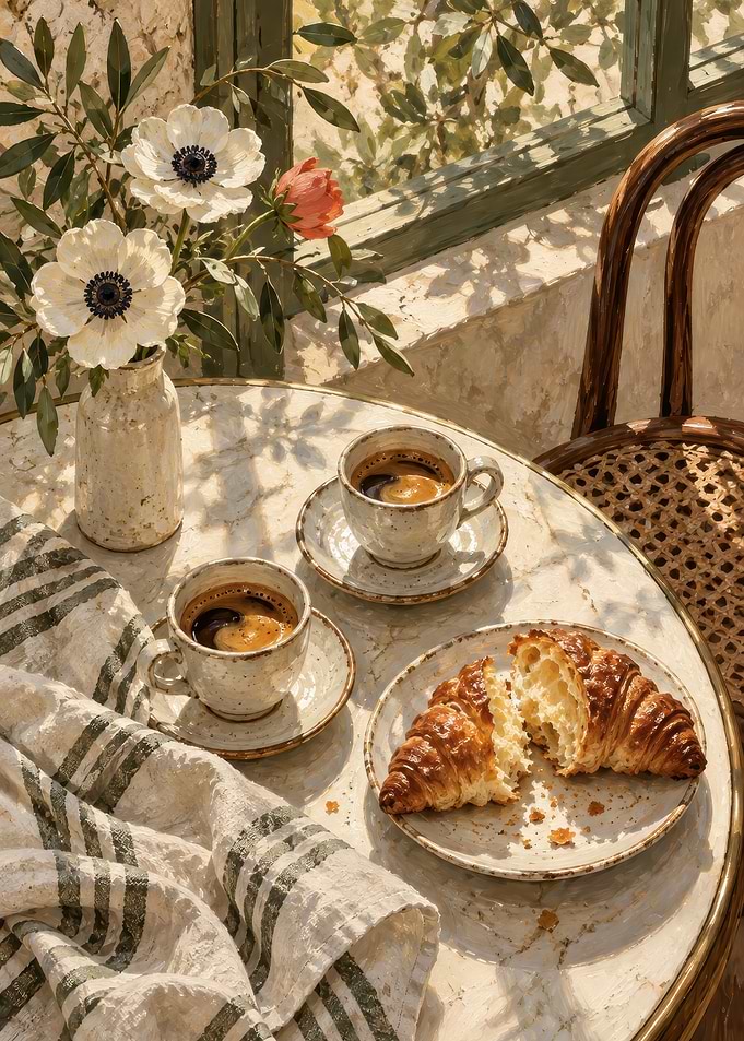 Morning Coffee and Croissant Breakfast