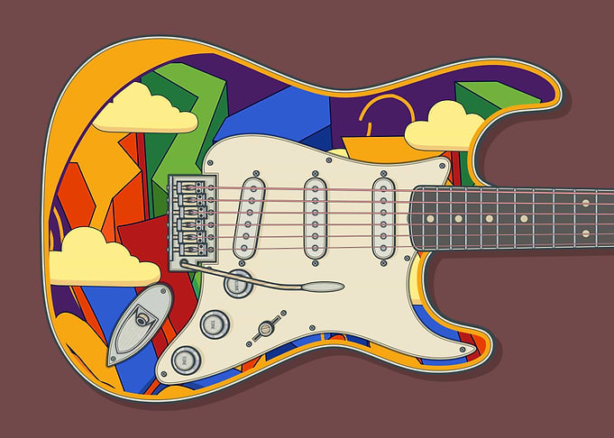 Abstract Colorful Electric Guitar Illustration