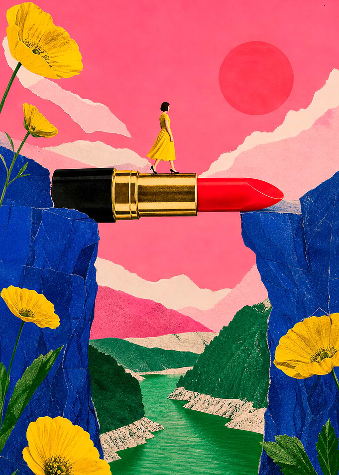 Woman Walking Across Lipstick Bridge