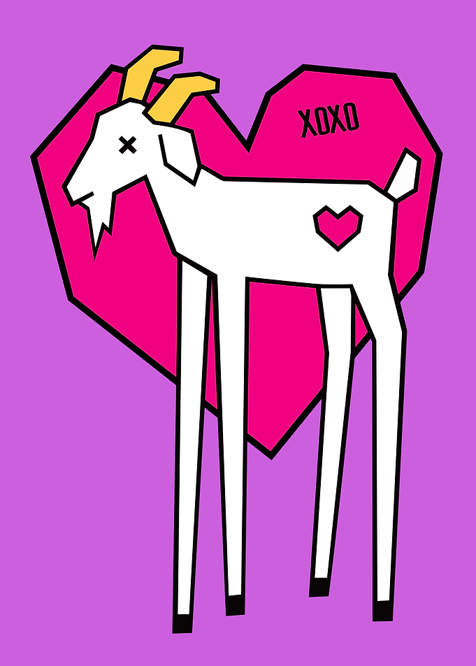 Minimalist Pop Art Goat Illustration