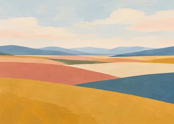 Minimalist Abstract Rolling Hills Landscape