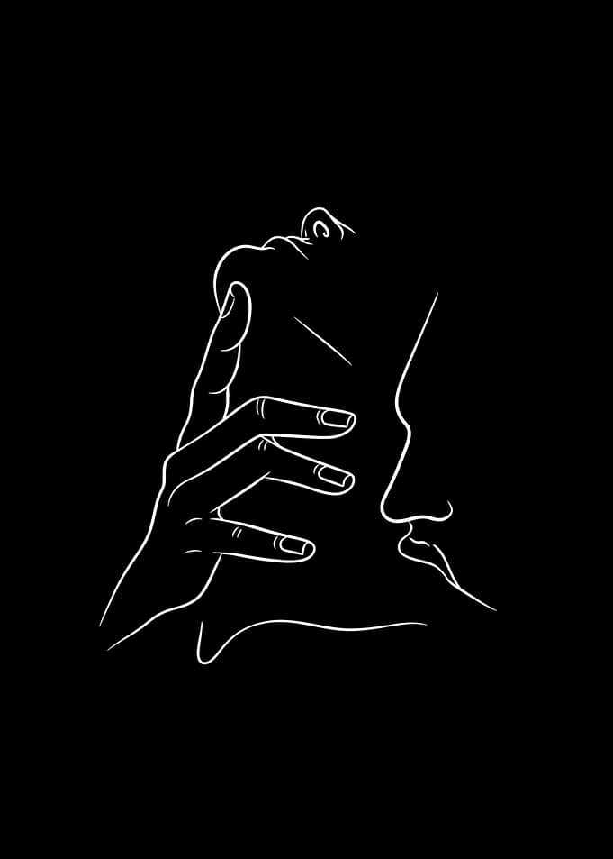Minimalist Line Art Couple Embrace