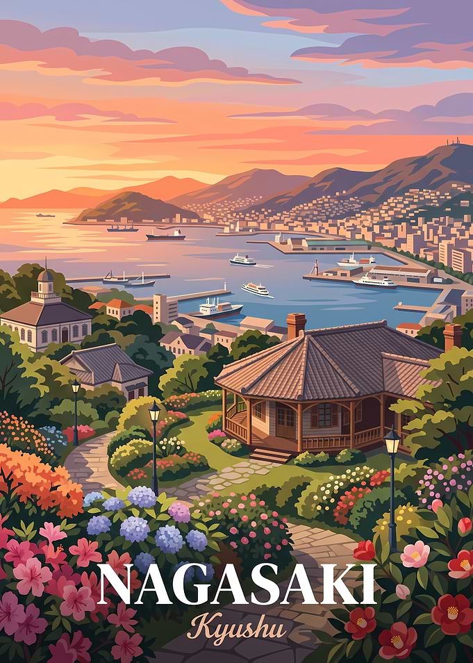Nagasaki Kyushu Japan Travel Poster