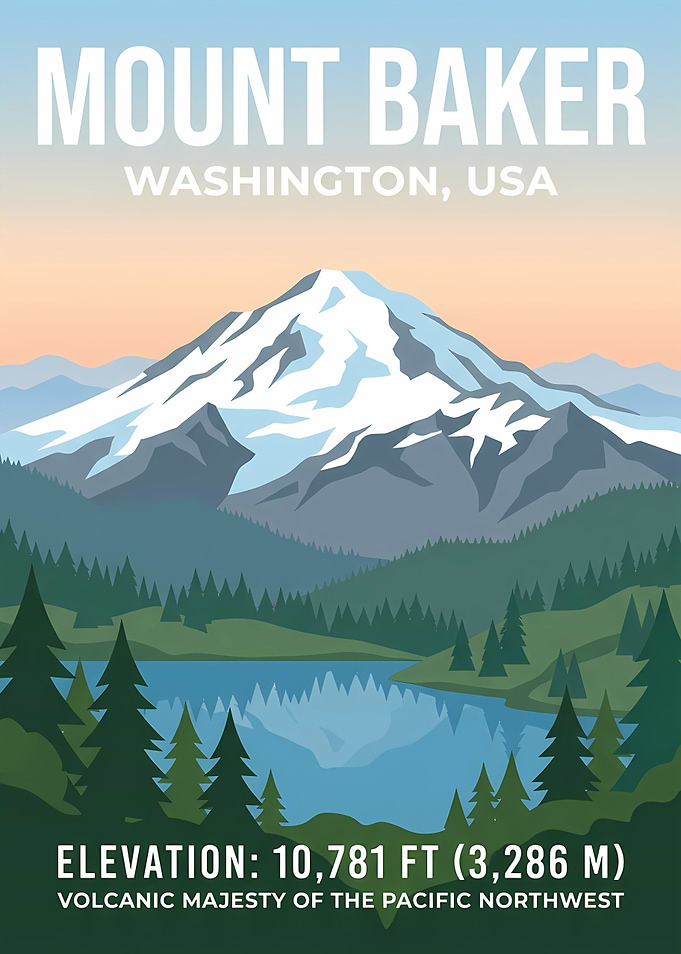 Mount Baker Washington Travel Poster