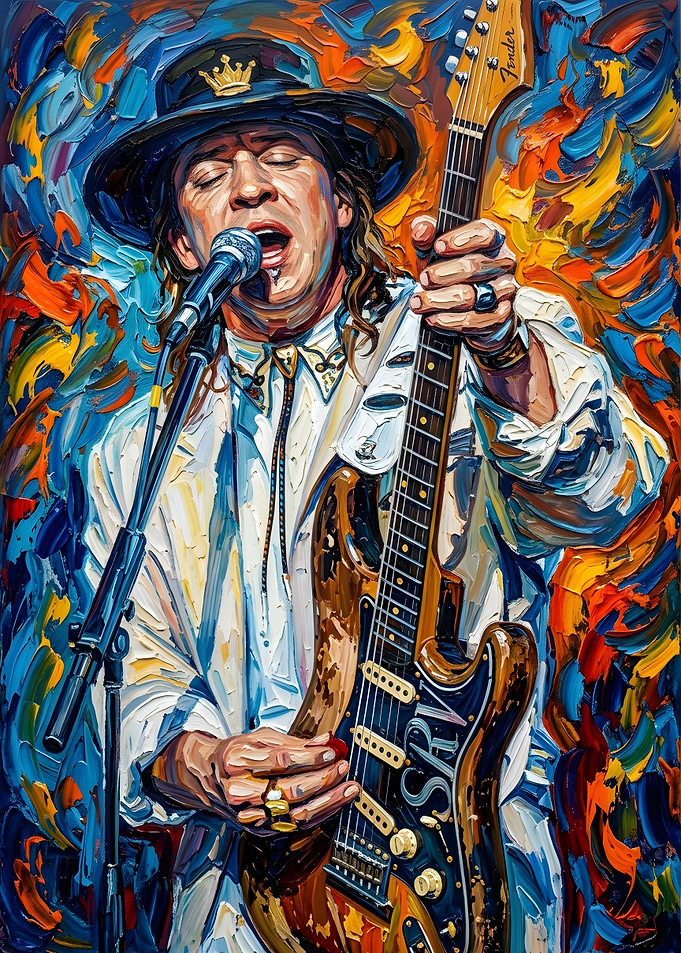 Stevie Ray Vaughan Oil Painting Portrait