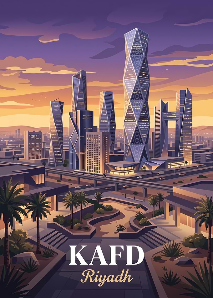 KAFD Riyadh Cityscape Illustration