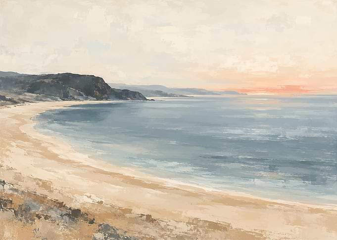 Serene Coastal Landscape Painting