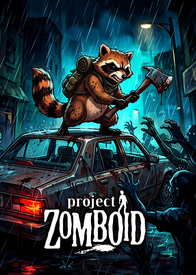 Project Zomboid Raccoon Survivor Poster