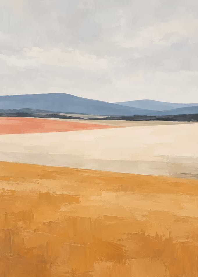 Abstract Painted Landscape of Rolling Fields