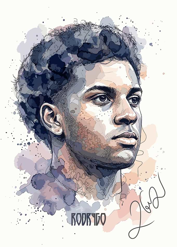 Rodrygo Watercolor Portrait Art
