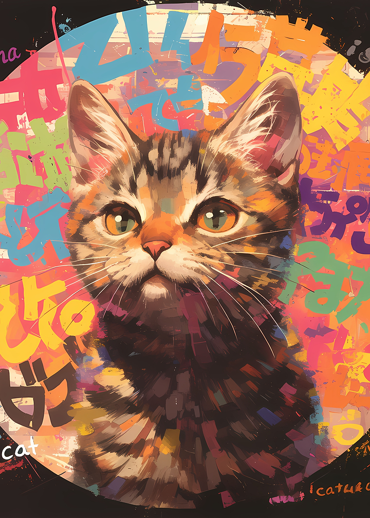 Colorful Pop Art Kitten Portrait