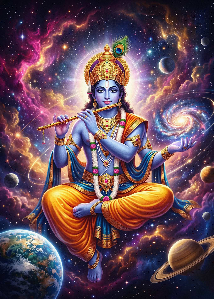 Krishna Cosmic Flute Space Art