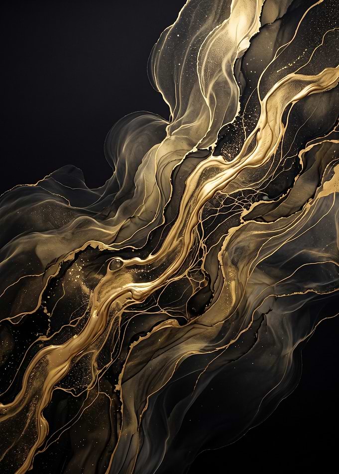 Elegant Gold and Black Abstract Flow