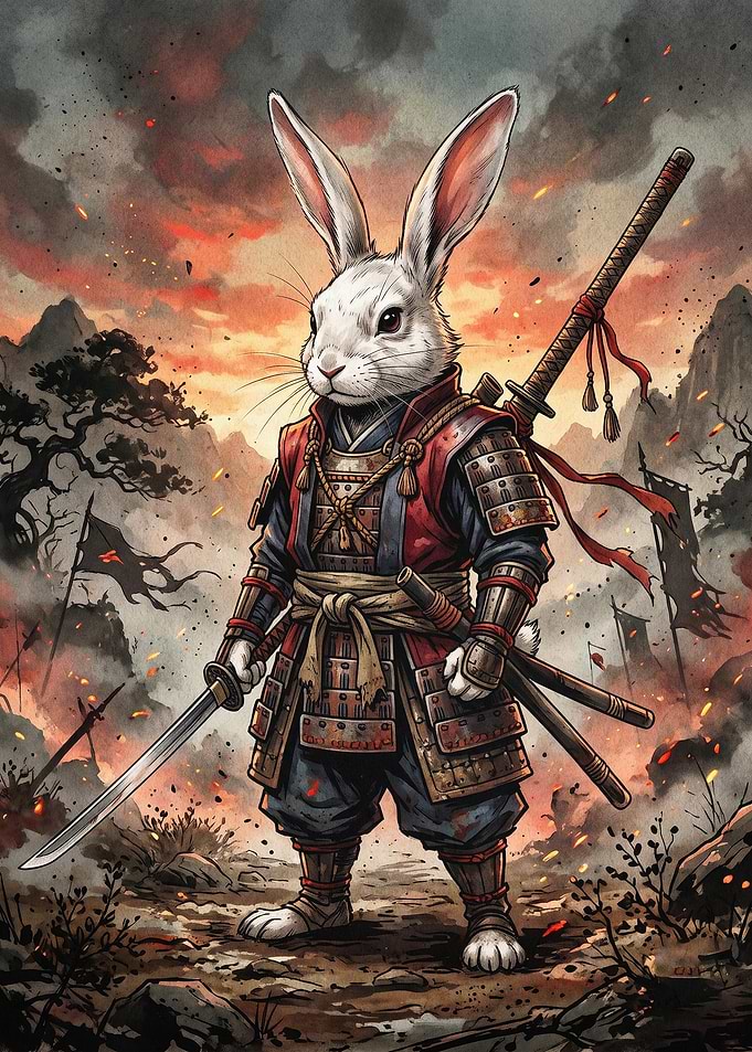 Samurai Rabbit Warrior Fantasy Art