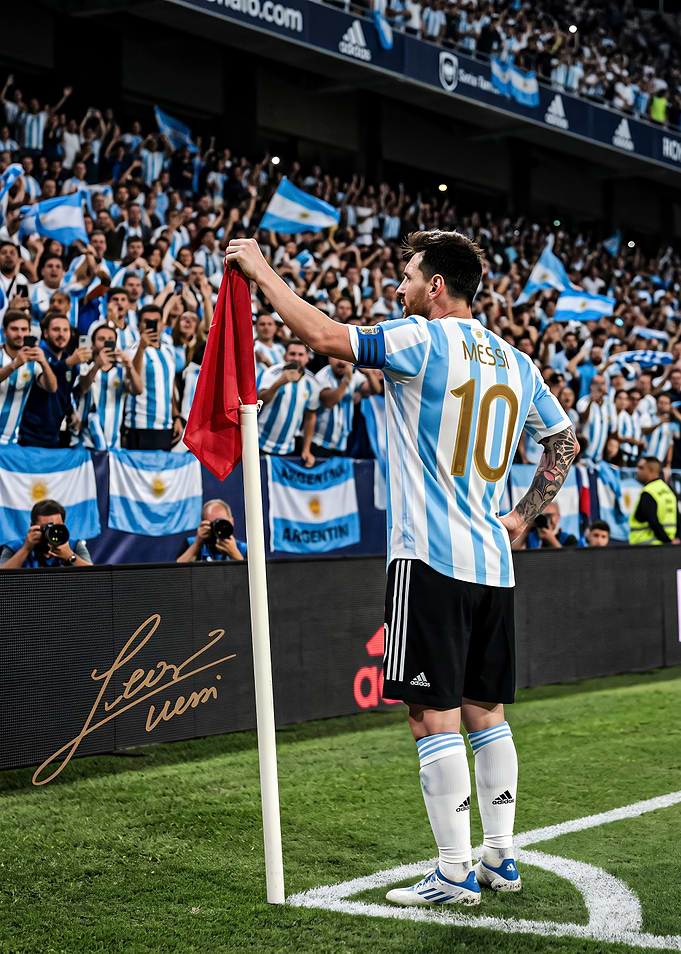 Lionel Messi at the Corner Flag