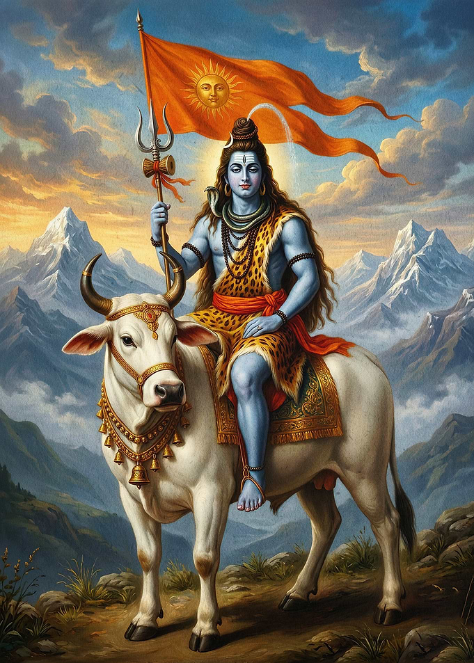 Lord Shiva God Mountain Art Poster