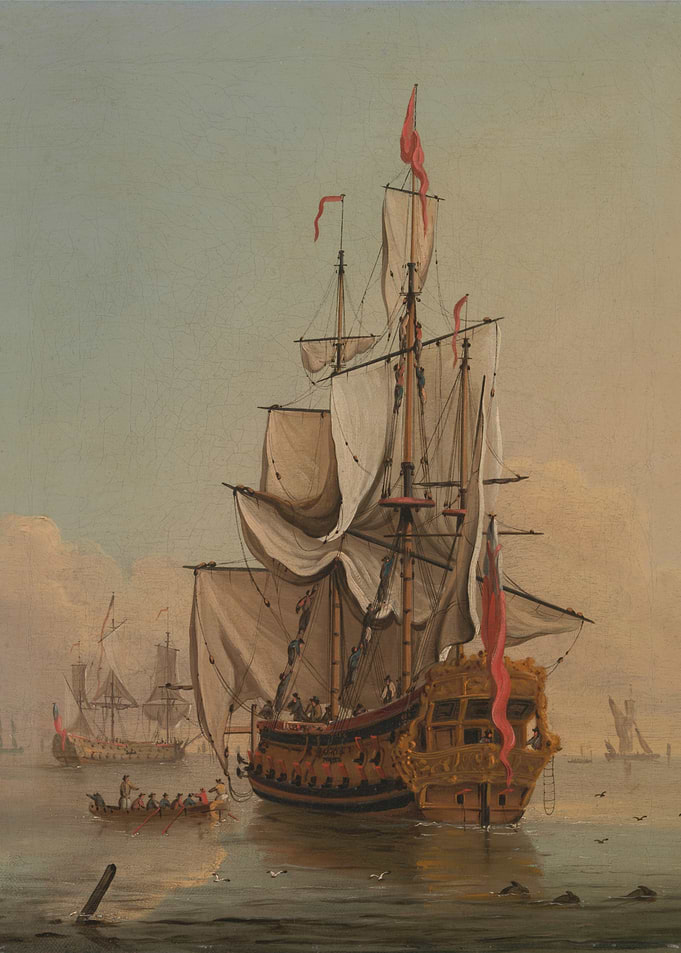 Classic Oil Painting of Tall Ships