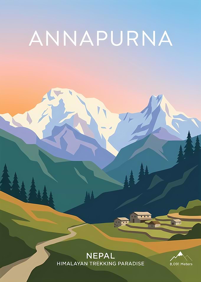 Annapurna Nepal Travel Poster