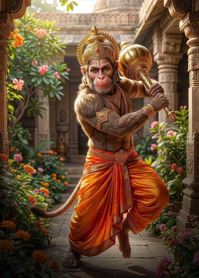 Lord Hanuman with Golden Mace