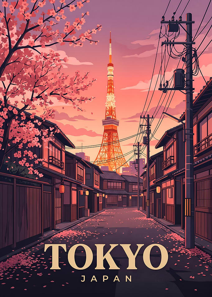 Spring Sunset at Tokyo Tower Street