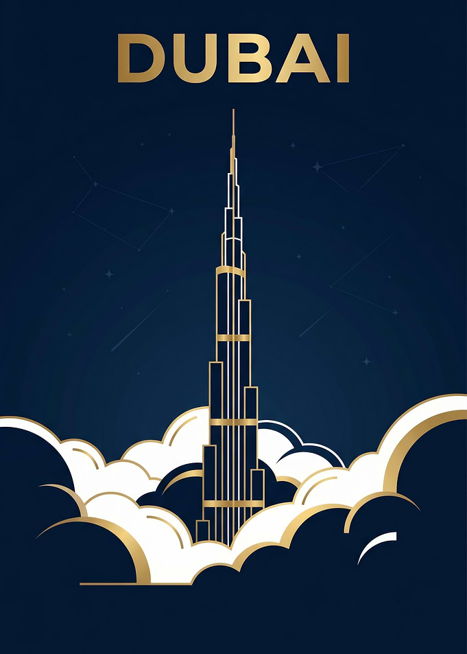 Minimalist Burj Khalifa Dubai Poster