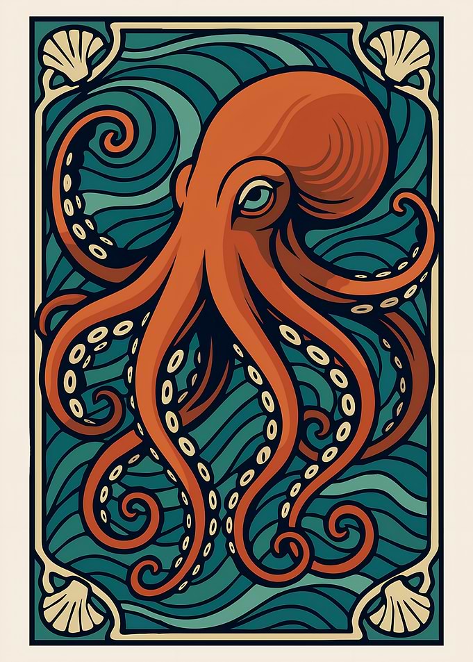 Art Nouveau Octopus Illustration