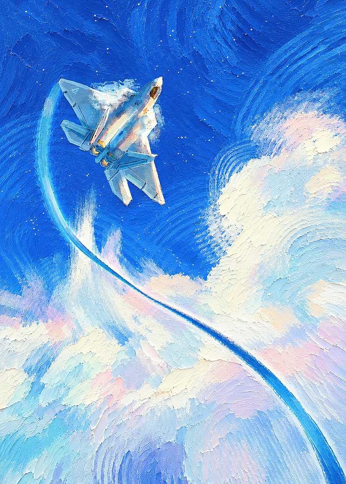 F-22 Raptor Impressionist Sky Painting