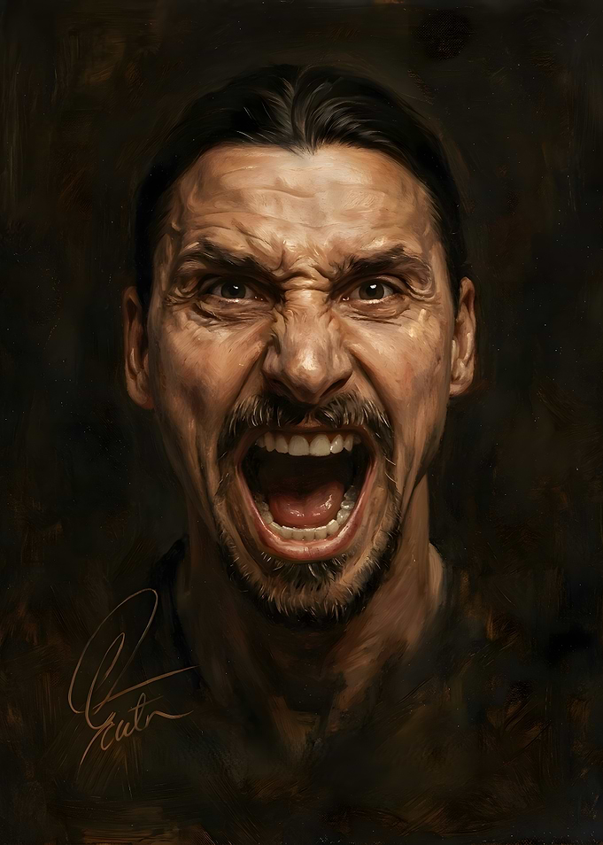 Zlatan Ibrahimovic Intense Portrait Painting