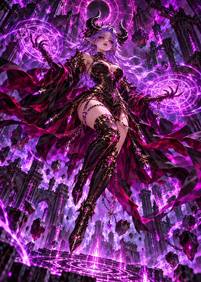 Powerful Demon Queen Casting Magic