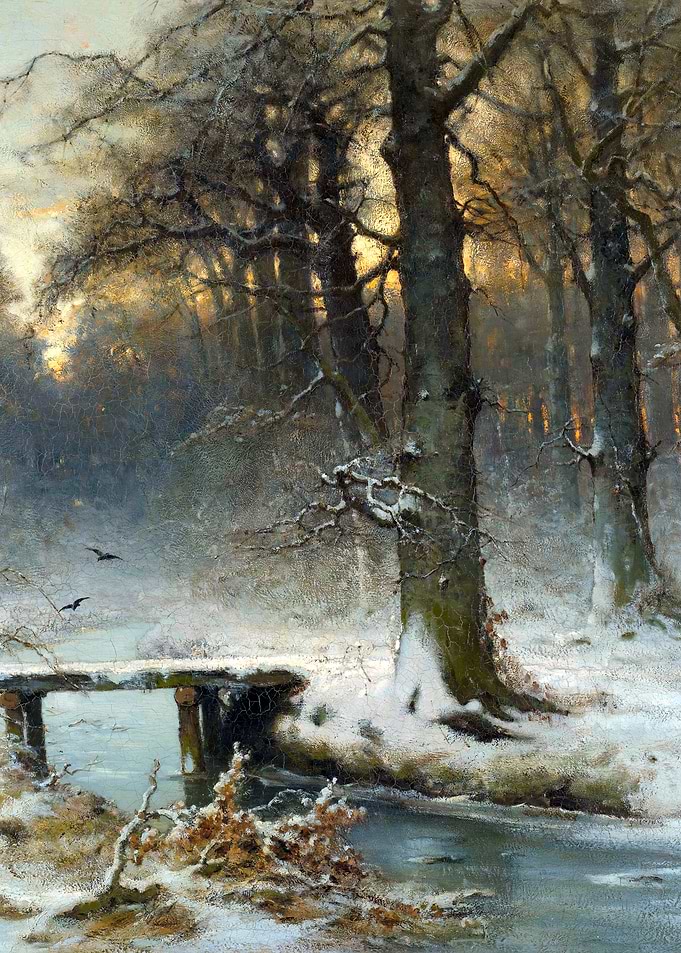 A January Evening in the Hague Woods Winter Snow Landscape Painting