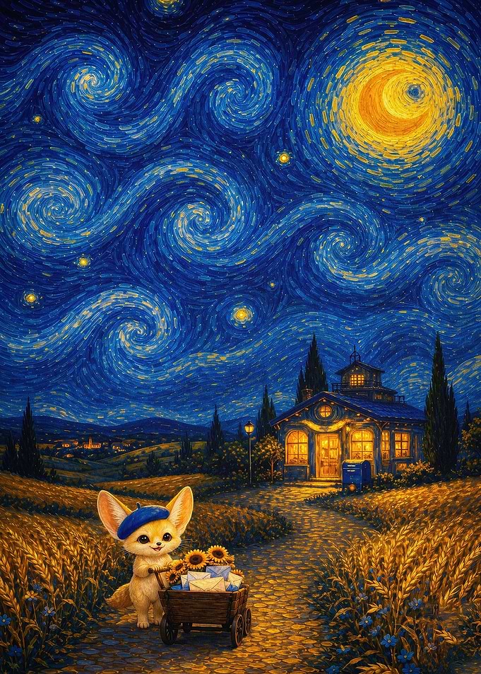 Starry Fox Cute Animal Art