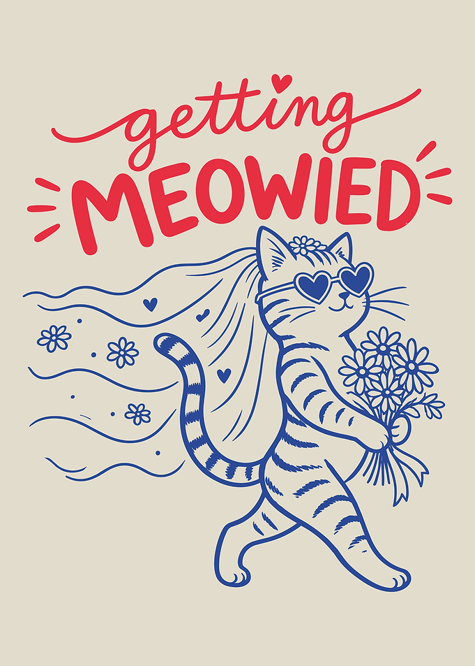 Getting Meowied Cat Bride Illustration