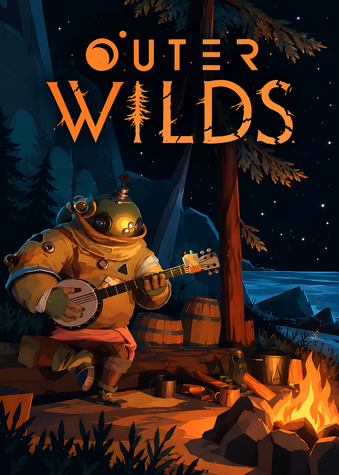 Outer Wilds campfire scene poster
