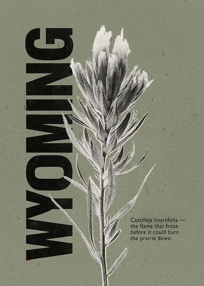Wyoming Vintage Botanical Poster