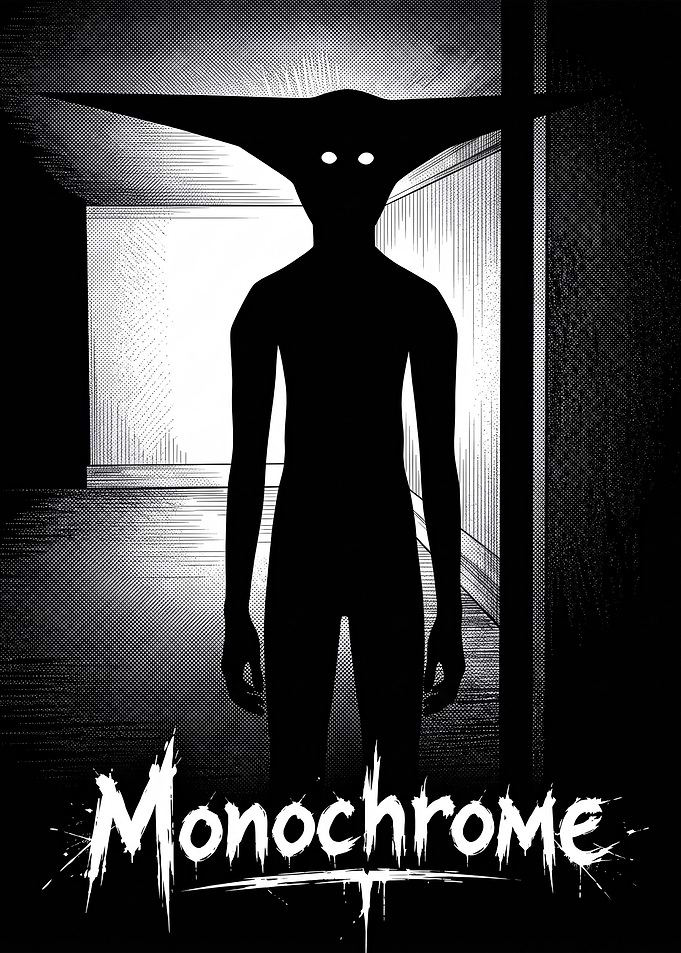 Monochrome Horror Manga Style Illustration