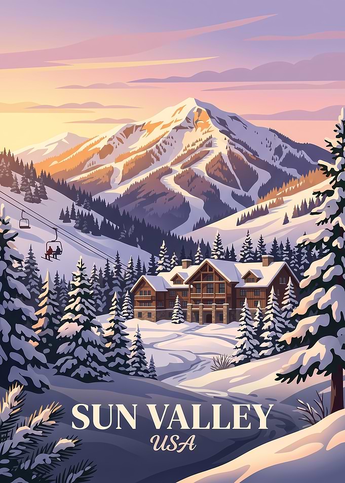 Sun Valley Ski Resort Travel Poster