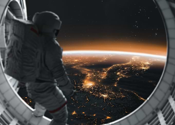 Astronaut Viewing Earth from Space