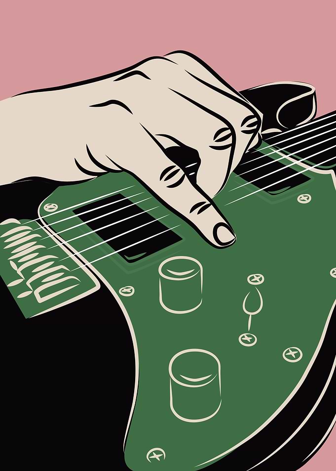 Stylized Hand Playing Electric Guitar