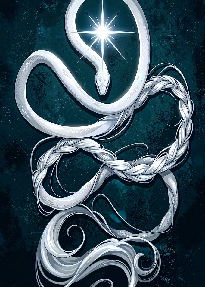 Ethereal White Serpent with Star