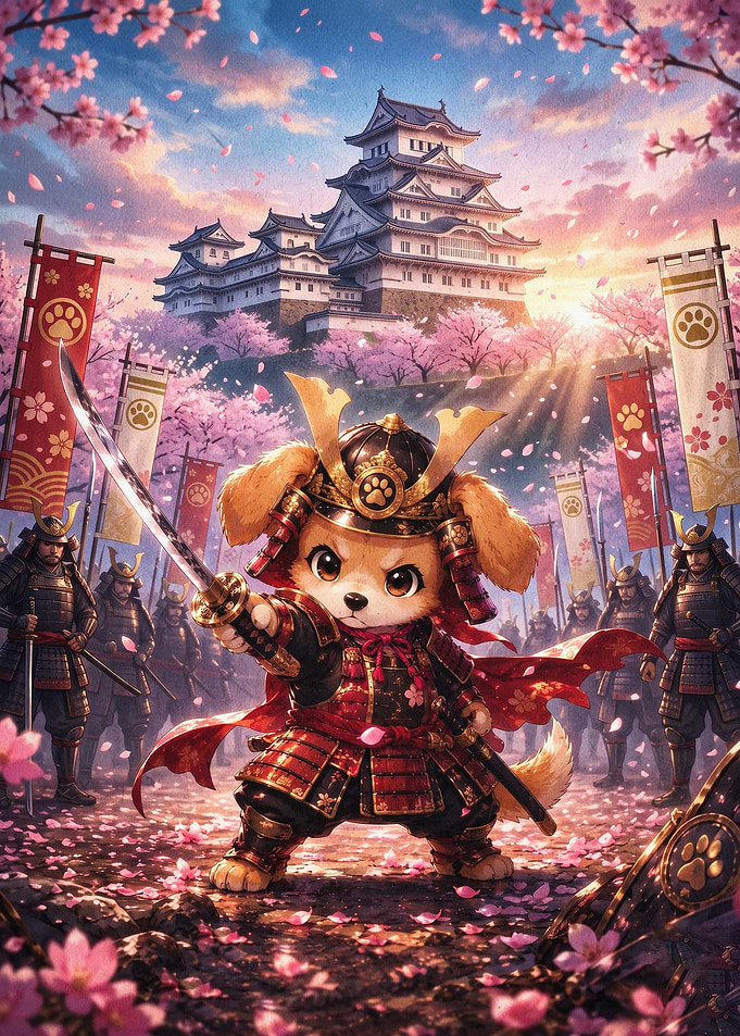 Samurai Dog Japan Fantasy Poster