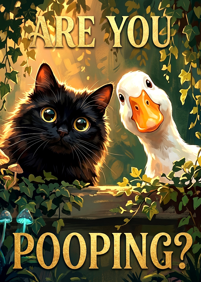 Funny Cat and Duck Bathroom Sign