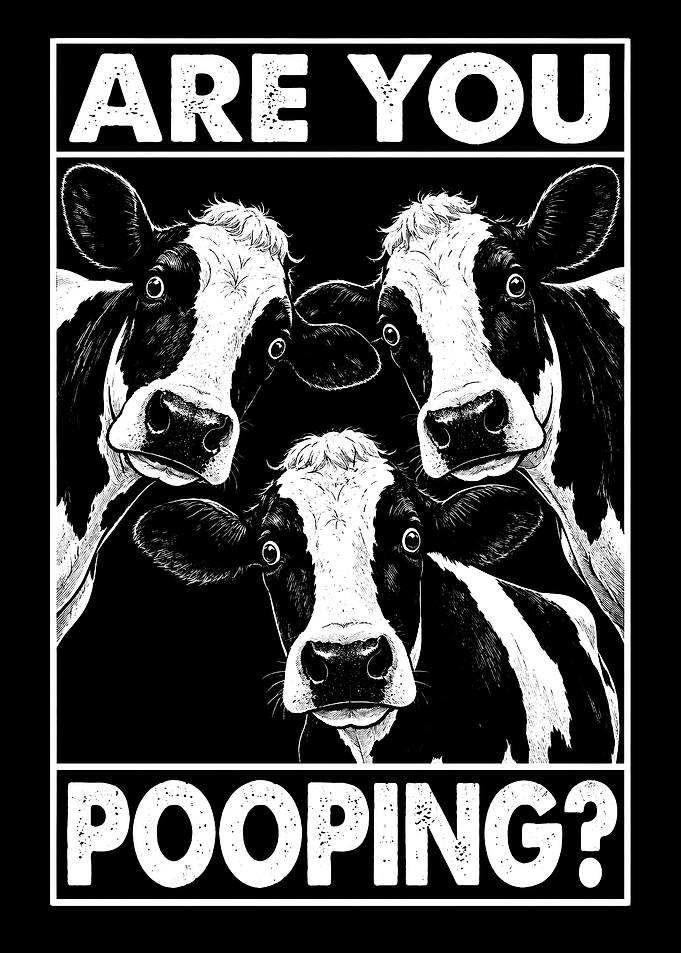 Funny Cows Are You Pooping Poster