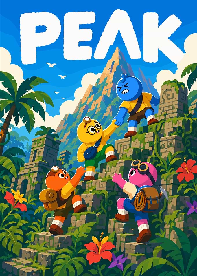 Peak Adventure Cartoon Illustration
