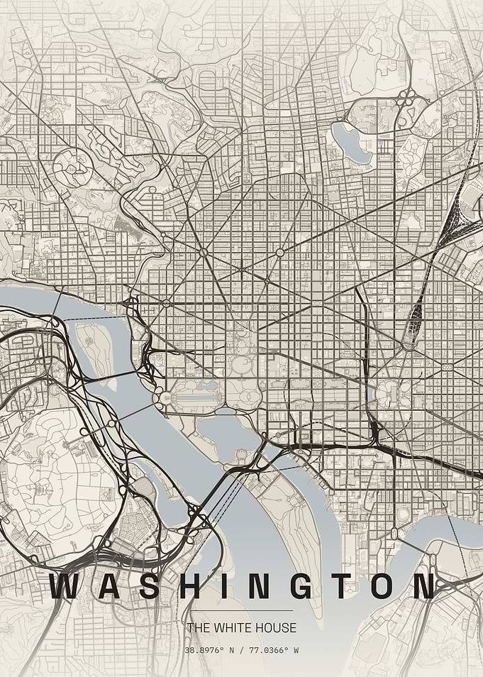 Washington DC Minimalist Map Print
