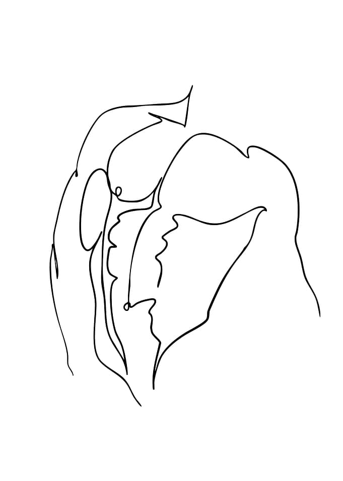 Minimalist Line Art Male Torso