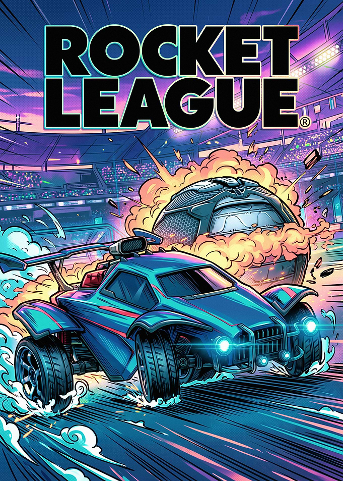 Rocket League Octane Car Action Poster