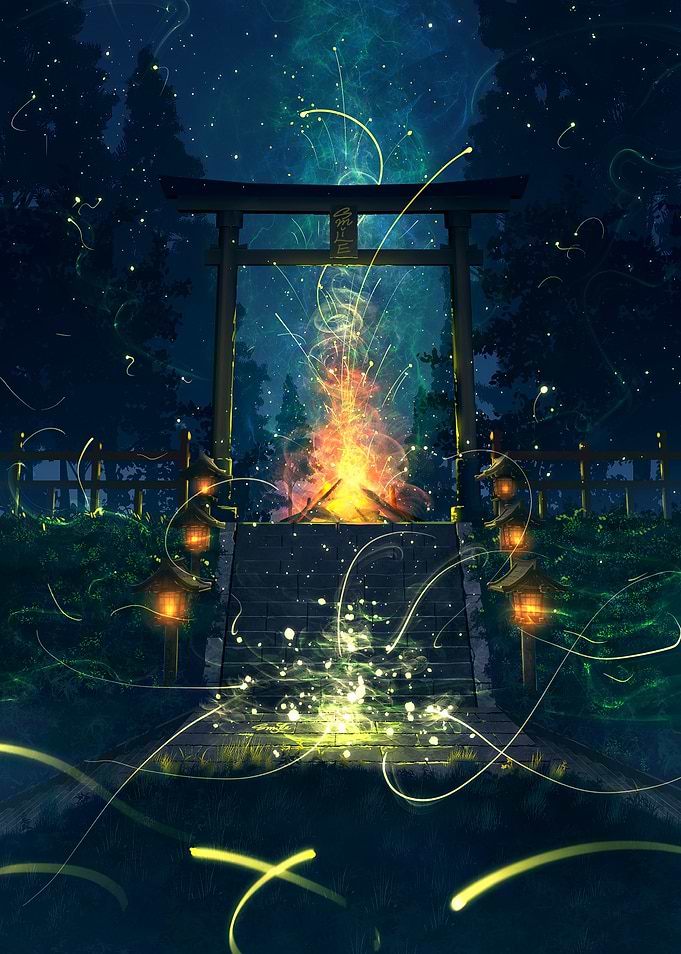 Magical Torii Gate at Night