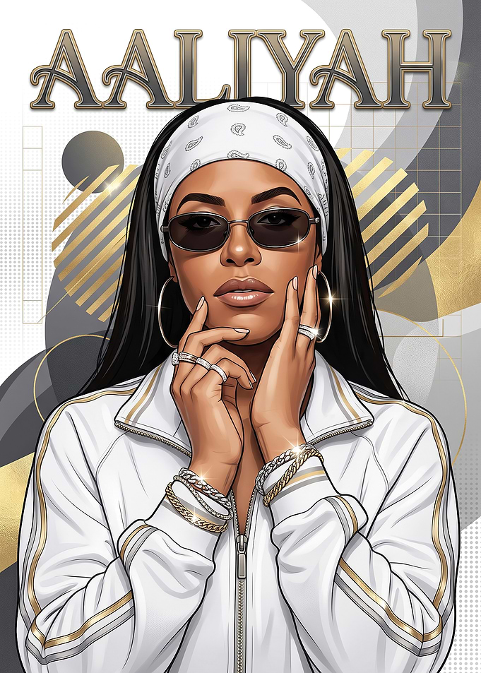 Aaliyah Portrait Digital Art Illustration