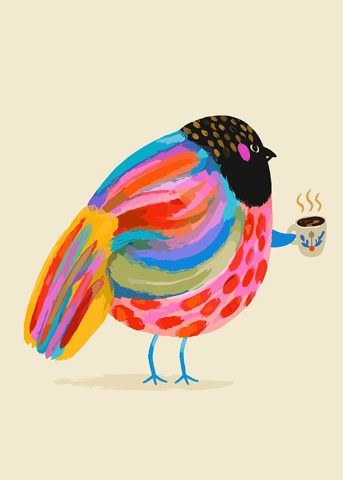 Colorful Bird Holding Coffee Mug