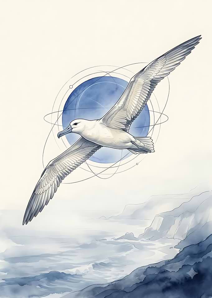 Albatross Flying Over Coastal Waters